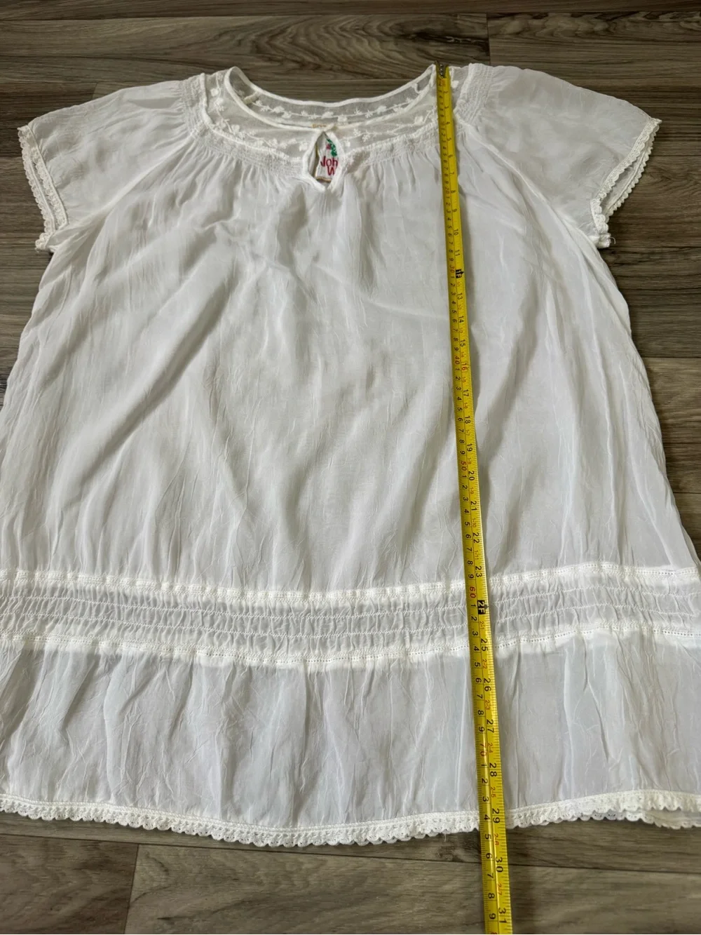 Johnny Was Lace Trim Peasant Blouse in White Delicate Bohemian Size Large - Picture 6 of 8